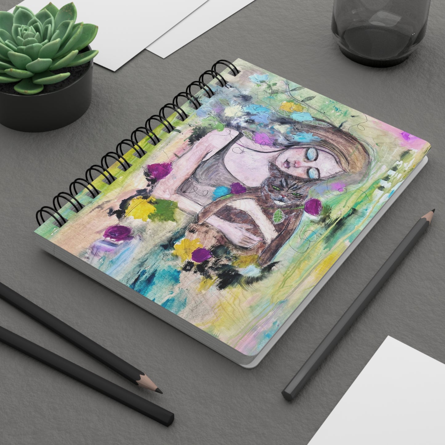 Lady & Cat Spiral Bound Journal