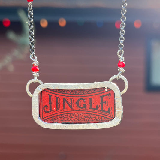 Jingle Festive Necklace, Sterling Silver, Vintage Tin