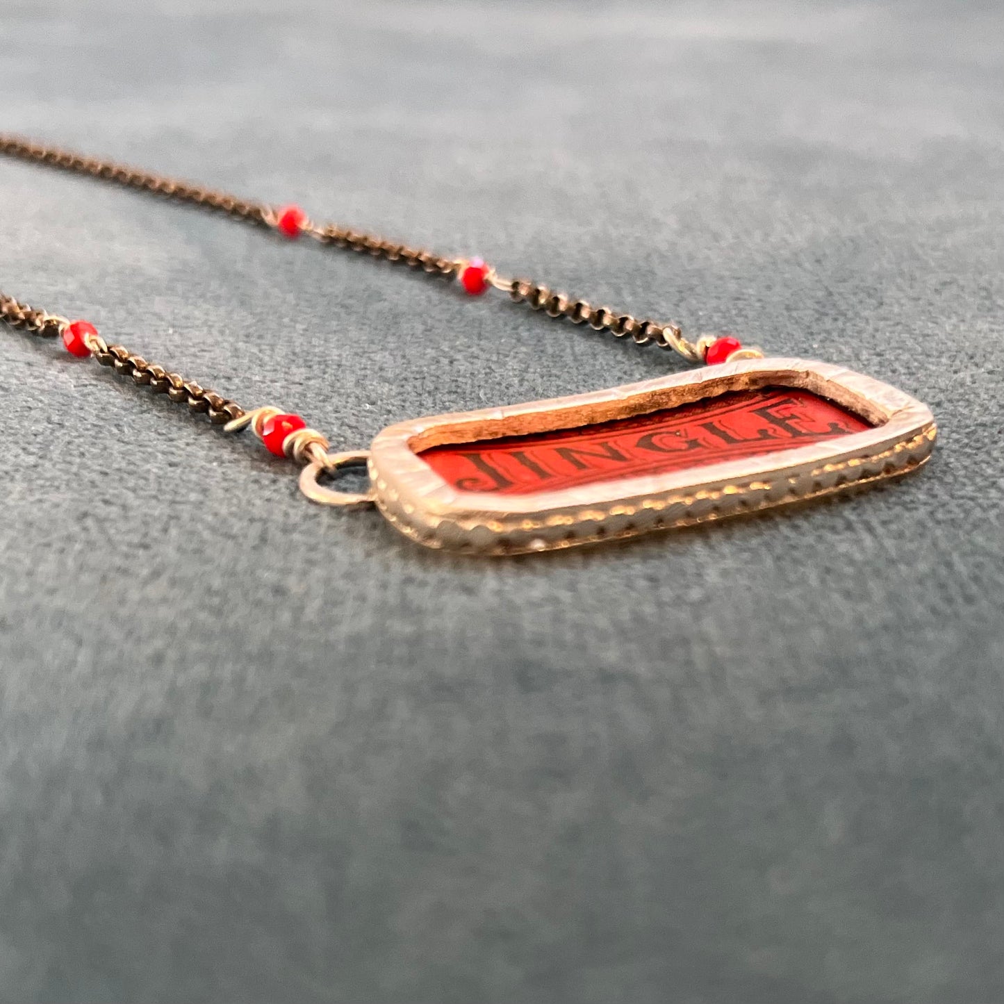 Jingle Festive Necklace, Sterling Silver, Vintage Tin