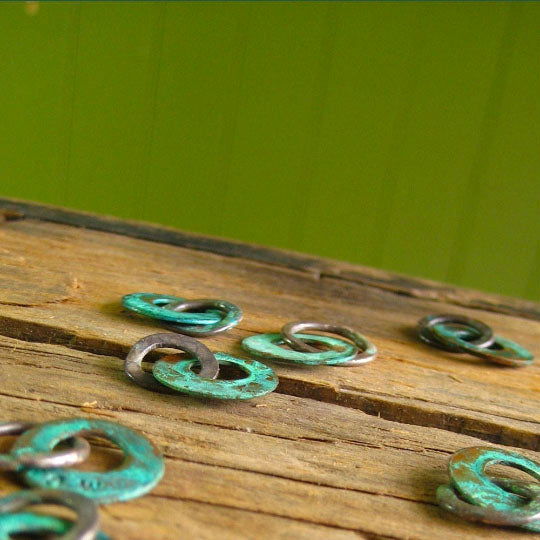 Custom Stamped Engraved Patina Copper Sterling Silver, Gold Charm Only