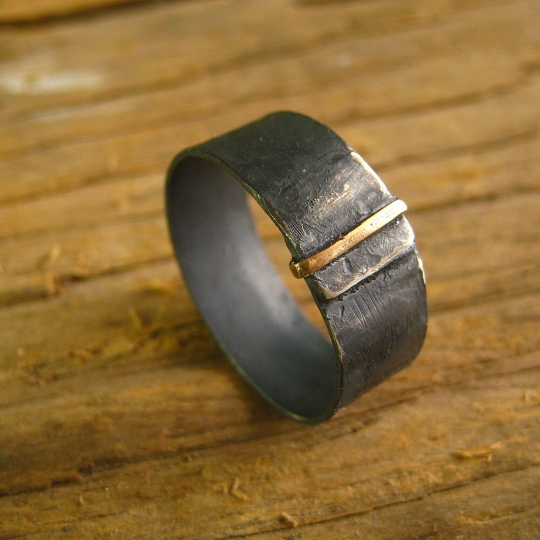 Buckle Men's or Women's Wedding Ring Gold and Silver