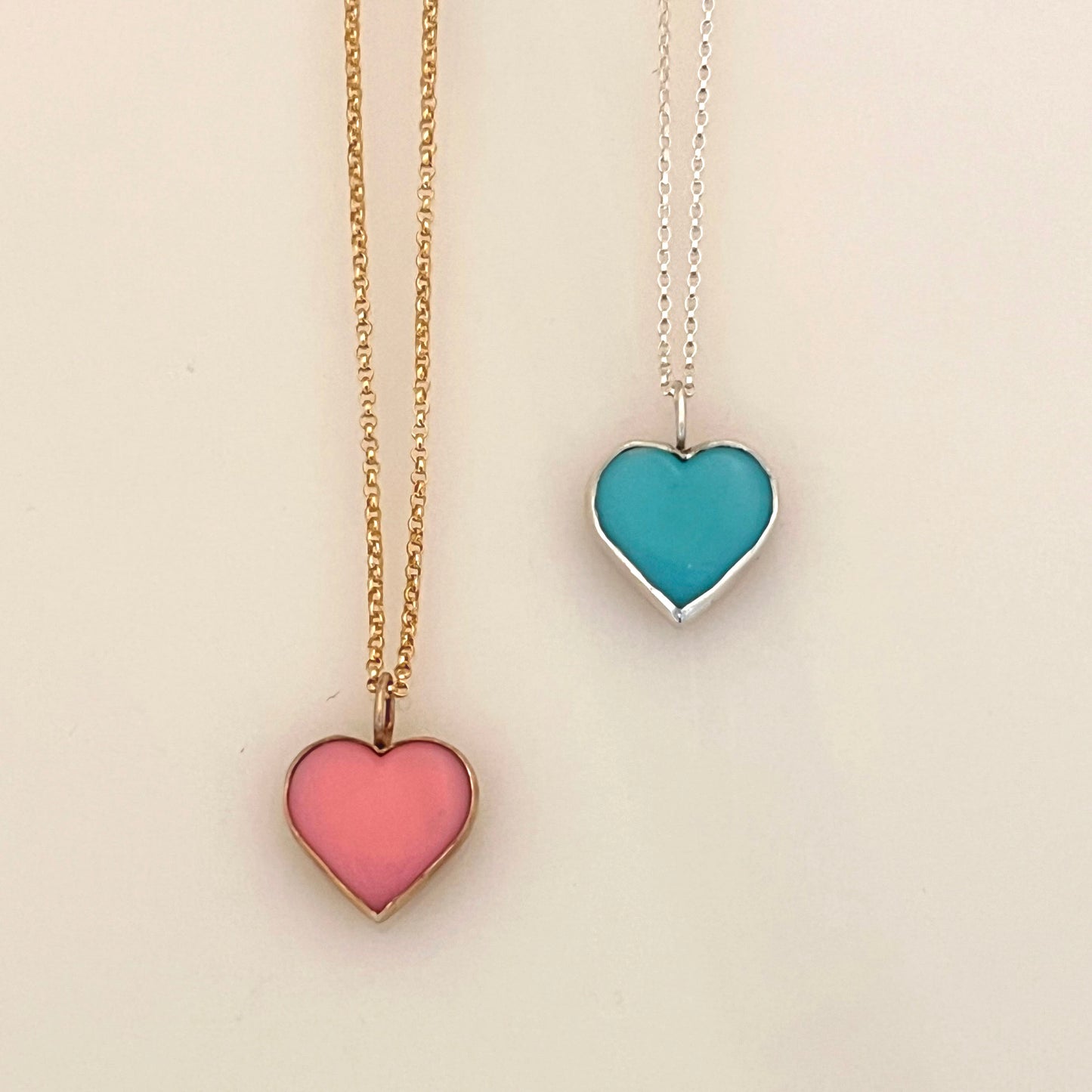 Teal Candy Heart Necklace