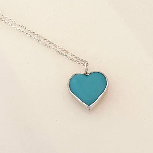 Teal Candy Heart Necklace
