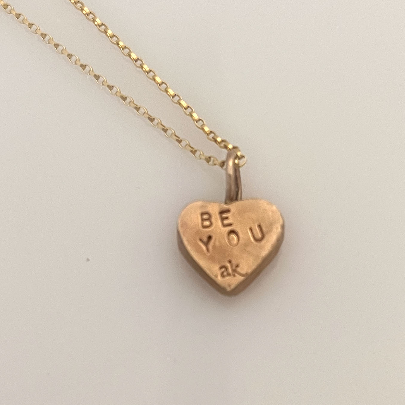Pink Candy Heart Gold BE YOU Necklace