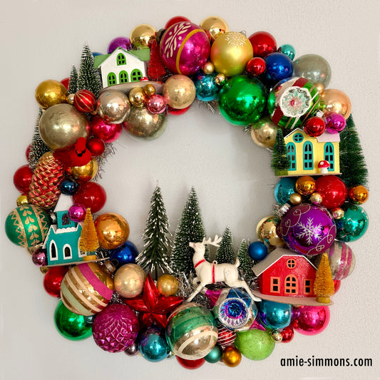 Handmade Vintage Ornament Wreath with Christmas with Deer